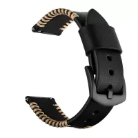 22mm Stitching Decor Genuine Leather Smart Watch Band Replacement for Huawei Watch GT2e/GT2 46mm - Black