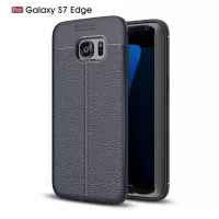 Litchi Skin PU Leather Coated Soft TPU Phone Shell for Samsung Galaxy S7 edge G935 - Blue