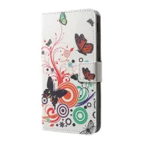 Patterned Wallet Stand Leather Mobile Case for Samsung Galaxy J3 (2017) EU Version - Butterflies and Circles