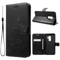 Imprinted Butterfly Flower Leather Wallet Case for Samsung Galaxy S9+ G965 - Black