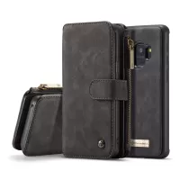 CASEME 2-in-1 Detachable Split Leather Wallet Case for Samsung Galaxy S9 SM-G960 - Black