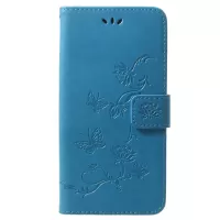Imprinted Butterfly Flower Stand Leather Wallet Case for Samsung Galaxy S9+ G965 - Blue