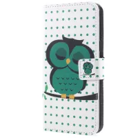 Pattern Printing PU Leather Magnetic Wallet Stand Protective Mobile Phone Cover for Samsung Galaxy S9 - Sleeping Owl