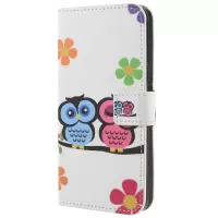 Pattern Printing PU Leather Magnetic Wallet Stand Protective Phone Accessory Case for Samsung Galaxy S9 - Owl Couple