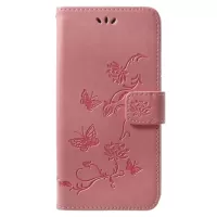 Imprinted Butterfly Flower Wallet Leather Stand Cover for Samsung Galaxy S9+ G965 - Pink