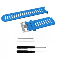 Metal Buckle Flexible Silicone Watch Band Replacement with Installment Tool Kit for Garmin Forerunner 910XT - Blue