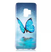 For Samsung Galaxy S9 Noctilucent Patterned IMD TPU Gel Mobile Case - Shining Blue Butterfly