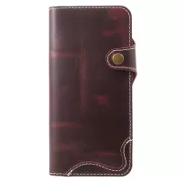 Retro Style Oil Wax Genuine Leather Cover for Samsung Galaxy S9 G960 with Folio Wallet Design - Coffee