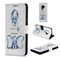 Pattern Printing Cell Phone Leather Wallet Case for Samsung Galaxy S9 G960 - Elephant Pattern