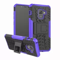 Anti-slip PC + TPU Hybrid Protective Case with Kickstand for Samsung Galaxy A8 (2018) - Purple