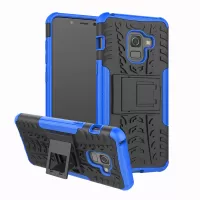 Anti-slip PC + TPU Hybrid Case Shell with Kickstand for Samsung Galaxy A8 (2018) - Blue