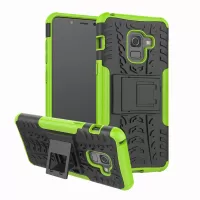 Anti-slip PC + TPU Combo Shell Case with Kickstand for Samsung Galaxy A8 (2018) - Green