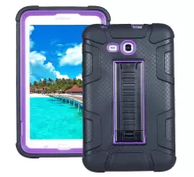 Shock Absorption PC + TPU Combo Cover with Kickstand for Samsung Galaxy Tab 3 7.0 Lite T110 T111 - Black + Purple