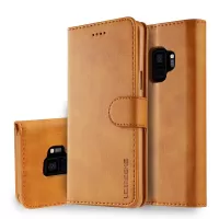 LC.IMEEKE TPU + PU Leather Case for Samsung Galaxy S9 SM-G960 with Wallet and Adjustable Stand Design - Brown
