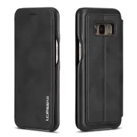 LC.IMEEKE Retro Style Leather Card Holder Case Phone Shell for Samsung Galaxy S8 SM-G950 - Black