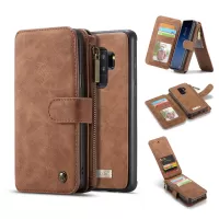 CASEME 2-in-1 Detachable Split Leather Wallet Mobile Shell for Samsung Galaxy S9 Plus SM-G965 - Brown