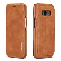 LC.IMEEKE Retro Style Leather Card Holder Case Phone Shell for Samsung Galaxy S8 SM-G950 - Brown