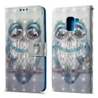 3D Wallet Stand Patterned Leather Cover Case for Samsung Galaxy A8 (2018) - Owl on the Branch