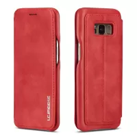 LC.IMEEKE Retro Style Leather Card Holder Case Phone Shell for Samsung Galaxy S8 SM-G950 - Red