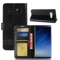 Crazy Horse Wallet Leather Stand Phone Case for Samsung Galaxy Note 8 - Black