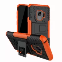 Anti-slip PC + TPU Hybrid Cell Phone Case with Kickstand for Samsung Galaxy S9 G960 - Orange