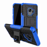 Anti-slip PC + TPU Hybrid Shell Cover with Kickstand for Samsung Galaxy S9 G960 - Blue