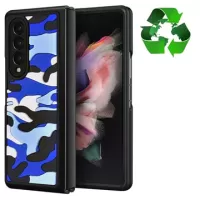 Rugged Camouflage Pattern Samsung Galaxy Z Fold3 5G Hybrid Case - Blue