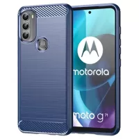 Motorola Moto G71 5G Brushed TPU Case - Carbon Fiber - Blue