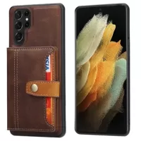 Retro Style Samsung Galaxy S22 Ultra 5G Case with Wallet - Brown