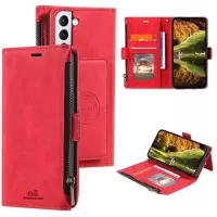 Saii Zipper Samsung Galaxy S22 5G Wallet Case - Red