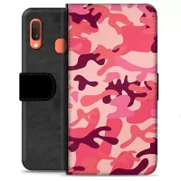 Samsung Galaxy A20e Premium Wallet Case - Pink Camouflage