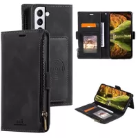Saii Zipper Samsung Galaxy S22 5G Wallet Case - Black