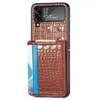 Crocodile Series Samsung Galaxy Z Flip4 Wallet Case - Brown