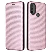 Motorola Moto E30/E40 Flip Case - Carbon Fiber - Rose Gold