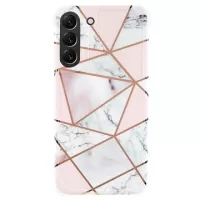 Marble Pattern Electroplated IMD Samsung Galaxy S22+ 5G TPU Case - White / Pink