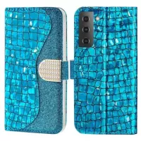 Croco Bling Series Samsung Galaxy S23+ 5G Wallet Case - Blue