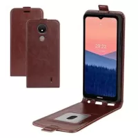 Nokia C21 Vertical Flip Case with Card Holder - Brown