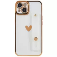 Heart Series iPhone 14 TPU Case with Hand Strap - White