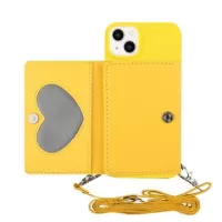 Heart Series iPhone 14 Case with Wallet & Strap - Yellow