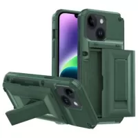 Card Storage iPhone 14 Plus Hybrid Case with Stand - Green