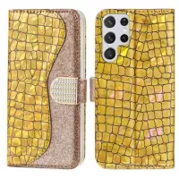 Croco Bling Series Samsung Galaxy S23 Ultra 5G Wallet Case - Gold