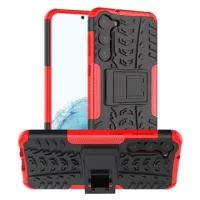 Anti-Slip Samsung Galaxy S23+ 5G Hybrid Case with Kickstand - Red / Black