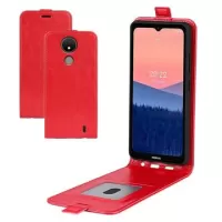 Nokia C21 Vertical Flip Case with Card Holder - Red