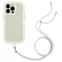 Wavy Edge iPhone 14 Pro Hybrid Case with Lanyard - White