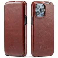 Fashion iPhone 14 Pro Vertical Flip Case - Brown
