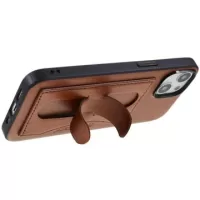iPhone 14 Coated Case with Card Slot & Stand - Brown