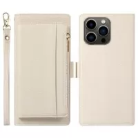 iPhone 14 Pro Max 2-in-1 Magnetic Wallet Case with Zipper - White