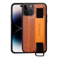Dual-Color iPhone 14 Pro Max Coated Case with Hand Strap & Card Slot - Brown