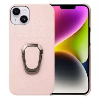 iPhone 14 Plus Leather Coated Case with Ring Holder - Pink