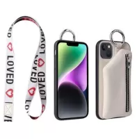 Strap Series iPhone 14 Plus Case with Detachable Wallet - White